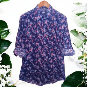 Express ★ Men's Casual Button-Up Dress Shirt ★ Bangkok Summer Floral Print